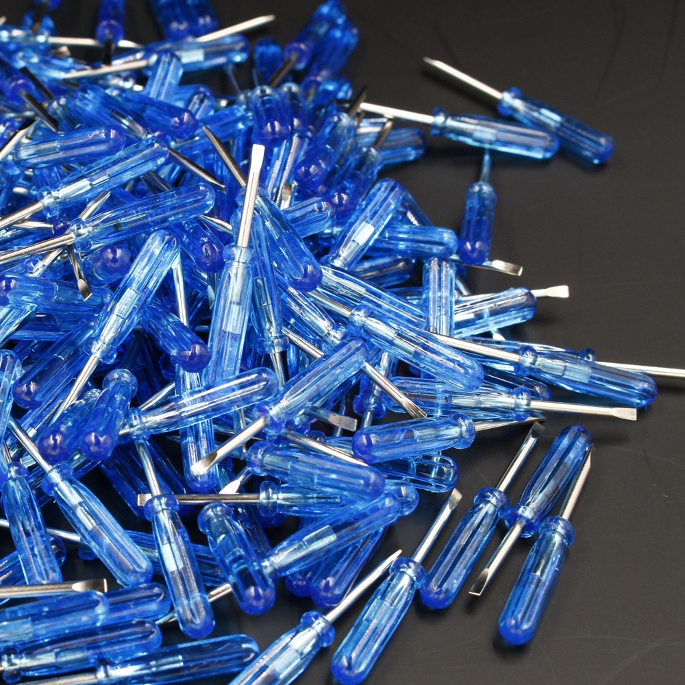 50pcs Micro 45mm x 2.0mm Flat Slotted Screwdrivers Screw Driver Repair Tool Blue
