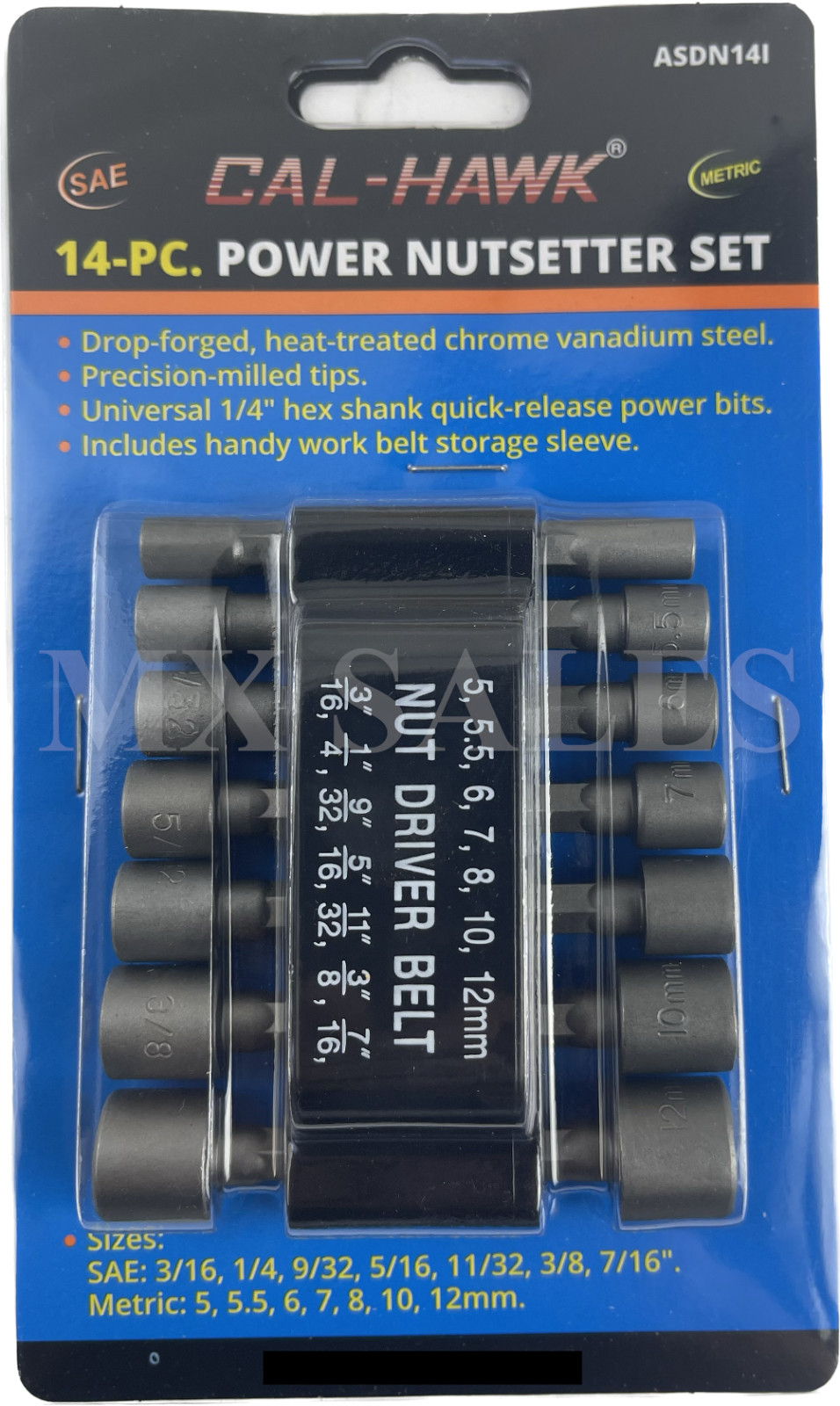 14PC Power Nut Driver Set BLACK CASE Dual Metric & Standard SAE 1/4″ Shank