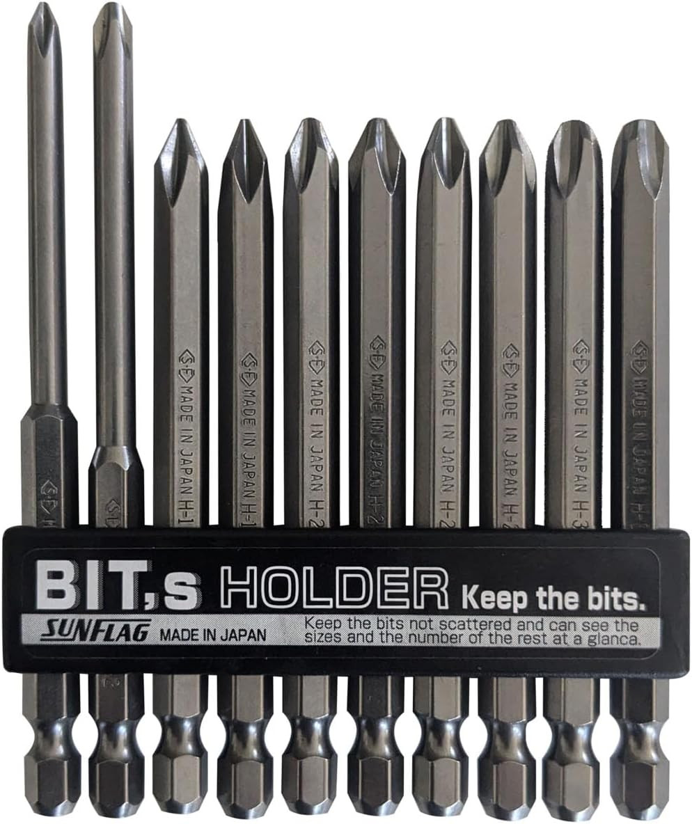 +1 +2 +3 JIS Screwdriver Bits | 10 Piece Set | Made in Japan