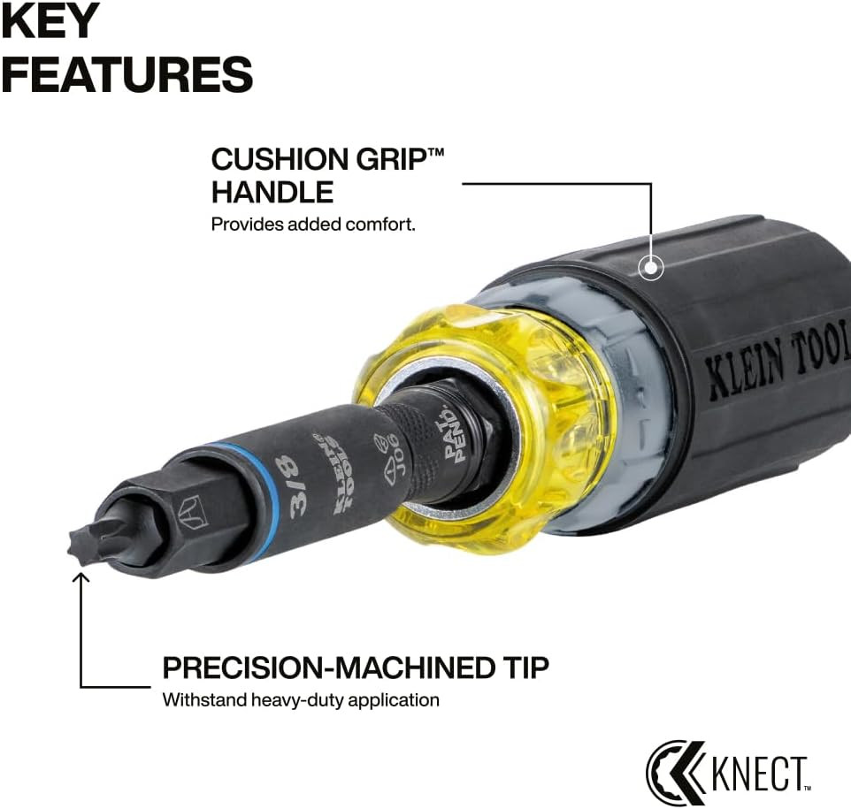 Klein Tools 80191 KNECT (S) Impact-Rated Multi-Bit Screwdriver Set, 11-In-1 and
