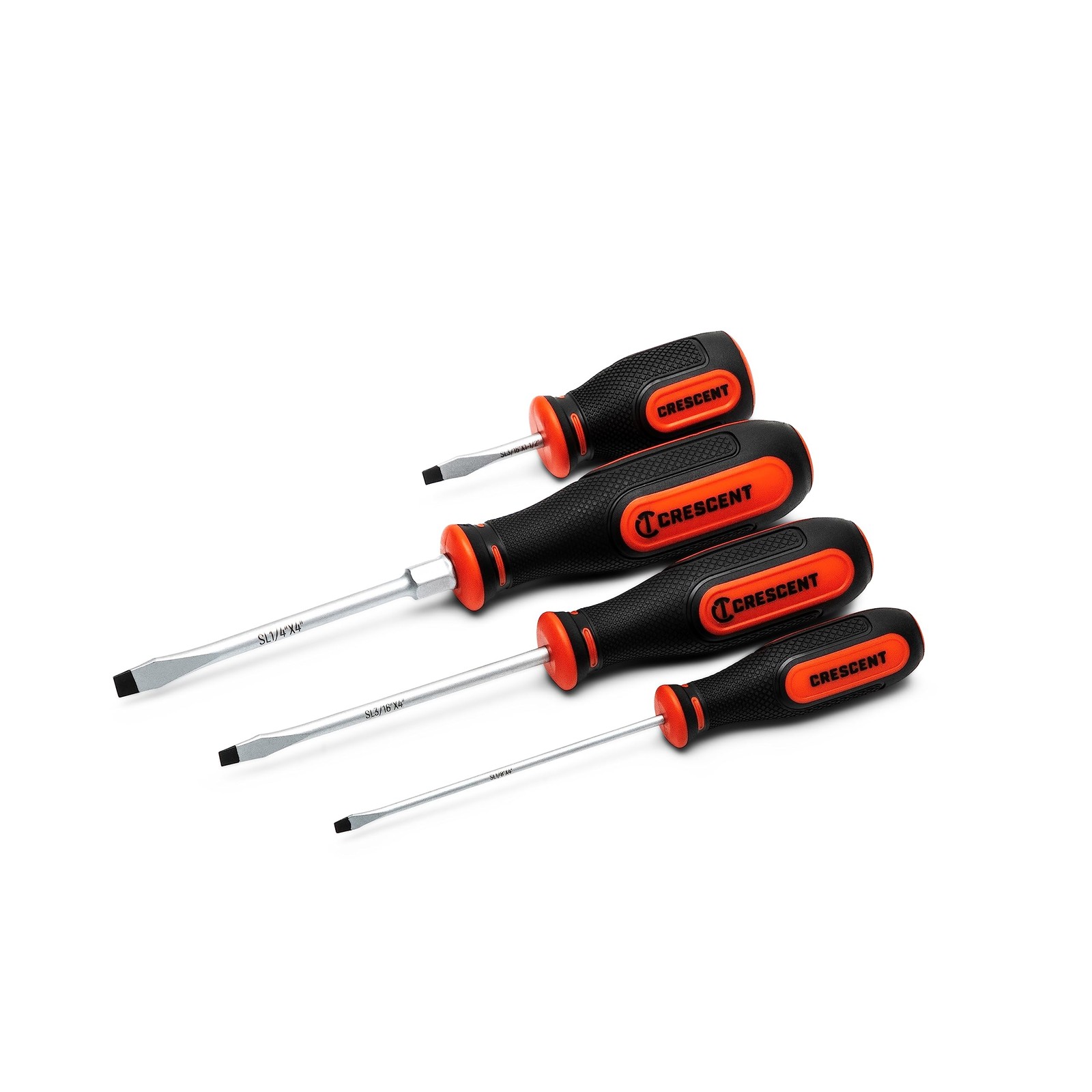 Crescent 4 Pc. Slotted Dual Material Screwdriver Set, Rawhide & Black