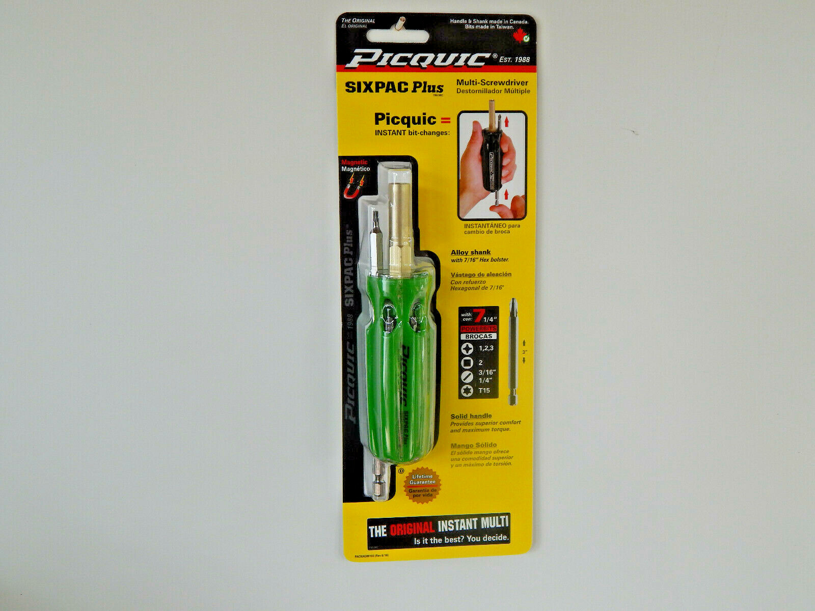 PICQUIC SIXPAC Plus Screwdriver Multi Bit with 7 Hex Powerbits – “Gecko Green”