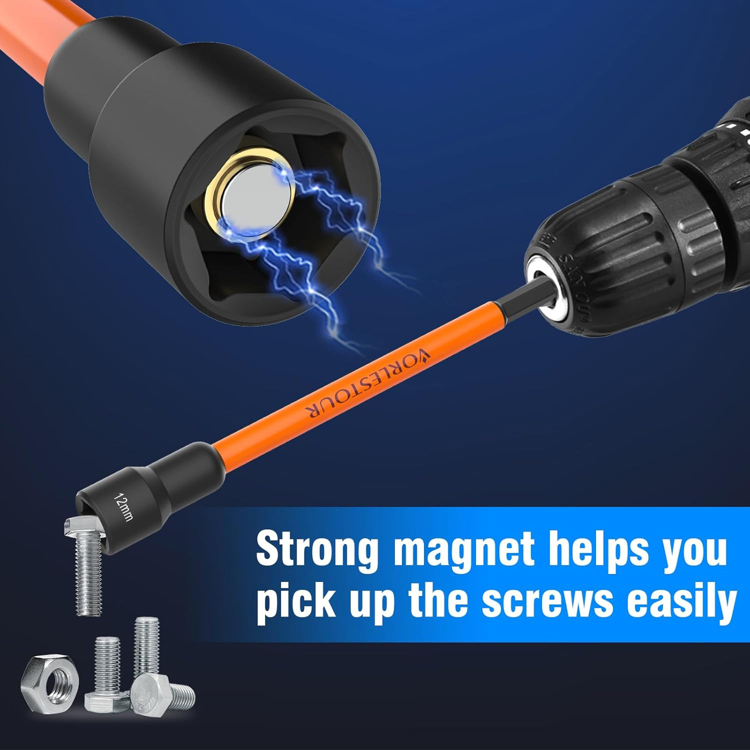 16PCS Magnetic Nut Driver Set for Impact Drill, 6 Inch Extra Long Nut Drivers wi