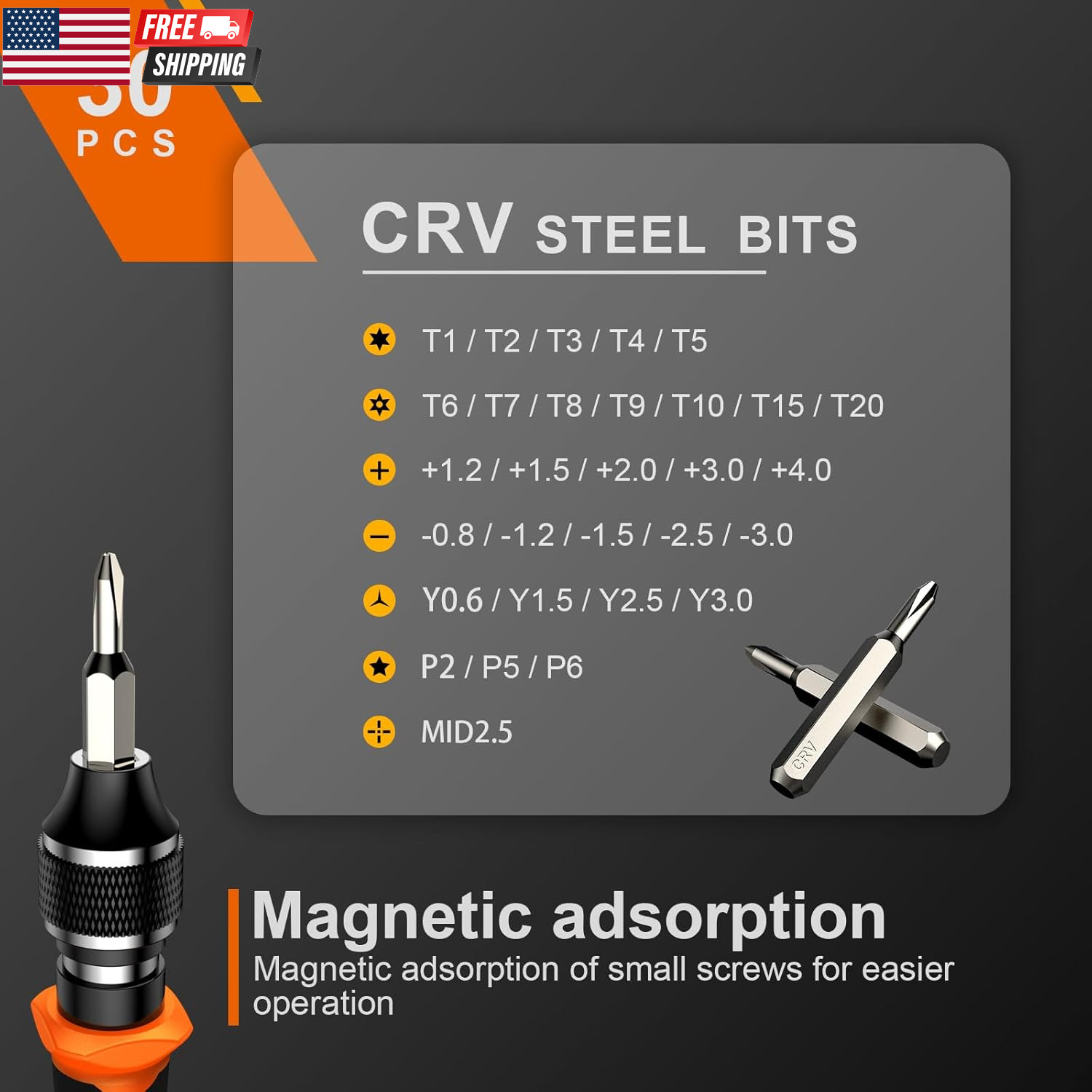 24Pcs Small Precision Screwdriver Set with Torx T5 T6 T8 T9, Y00, Star P5, Mini