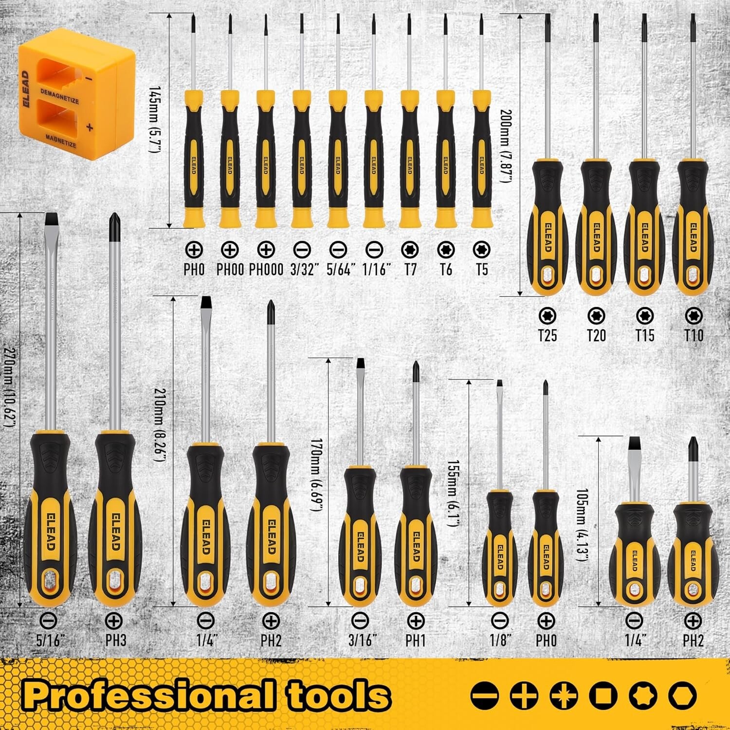 Magnetic Screwdriver Set with Case: 86-Piece Slotted Phillips, Hex, Torx,Precisi