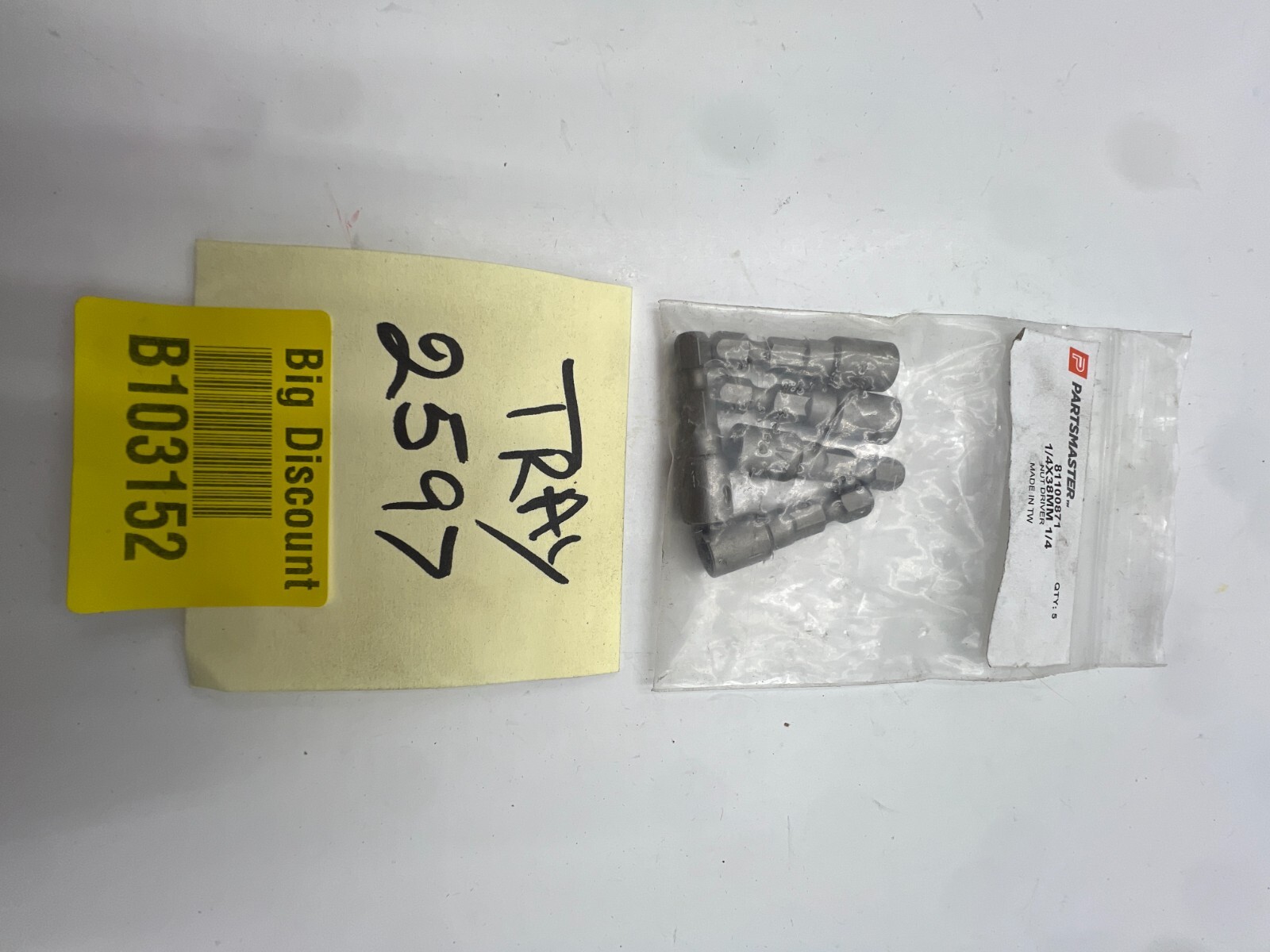 PACK OF 5 GENUINE PARTMASTER 38MM HEX BIT SOCKET 1/4 DRIVE