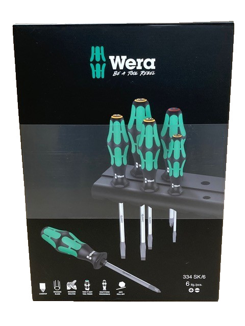 Wera Screwdriver Set 334 SK/6 Laser Etched with Rack, 05007680001, 6 PIECE SET