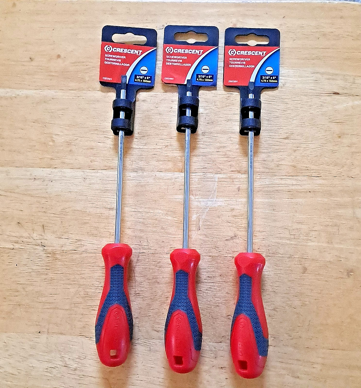 Lot Of 3 CRESCENT SCREWDRIVERS 3/16″ x 6″ SLOTTED FLAT SLOT CSD36V APEX TOOL
