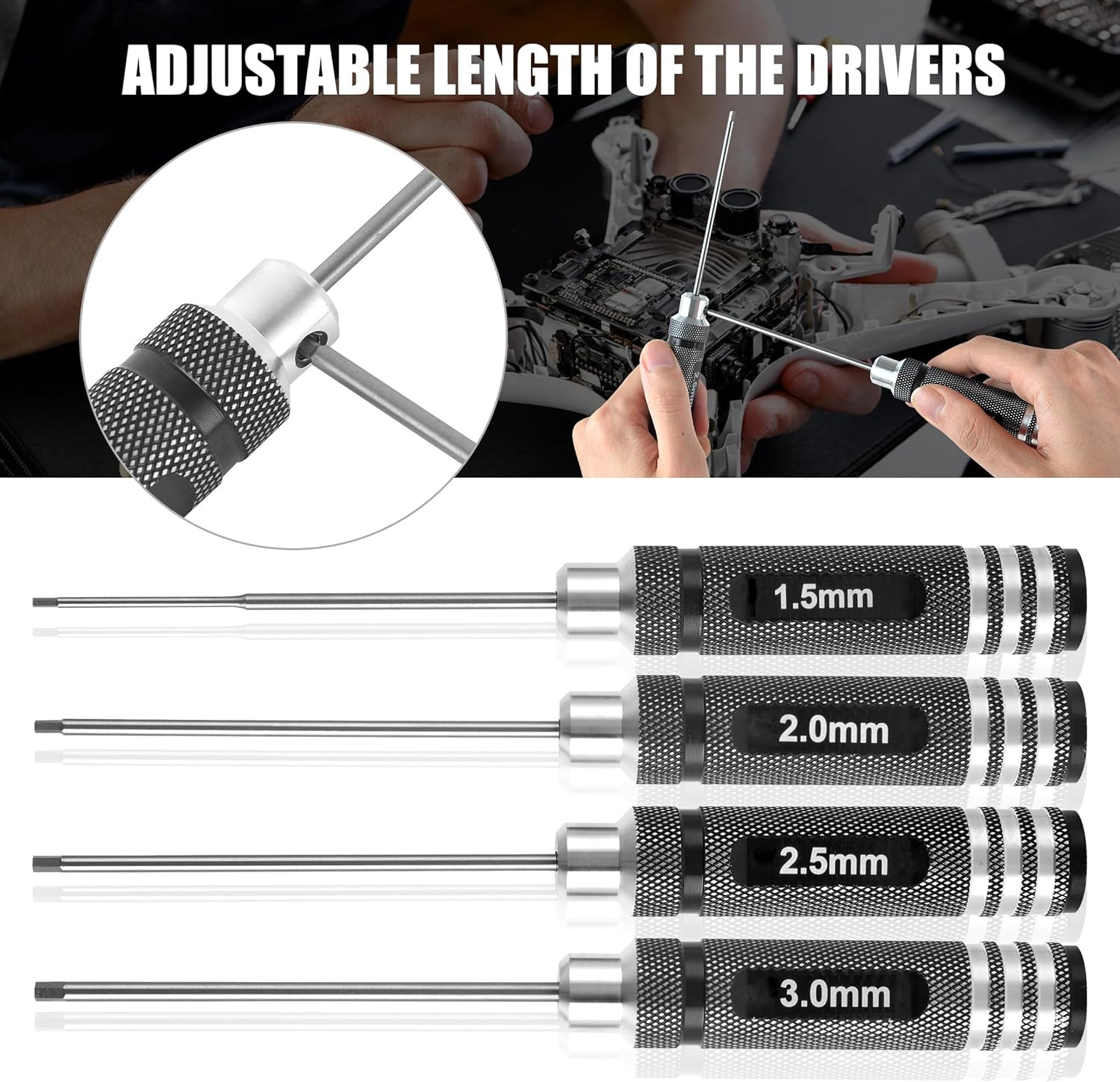 RC Hex ScrewDriver Set – 4pcs 1.5mm 2.0mm 2.5mm 3.0mm Hex Allen Screwdriver Kit