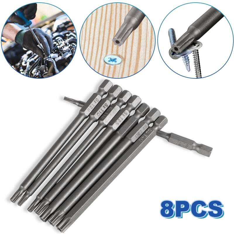 8X Torx Screwdriver Drill Bit Set 100MM Long Hex- T8 T10 T15 T20 T25 T27 T30 T40