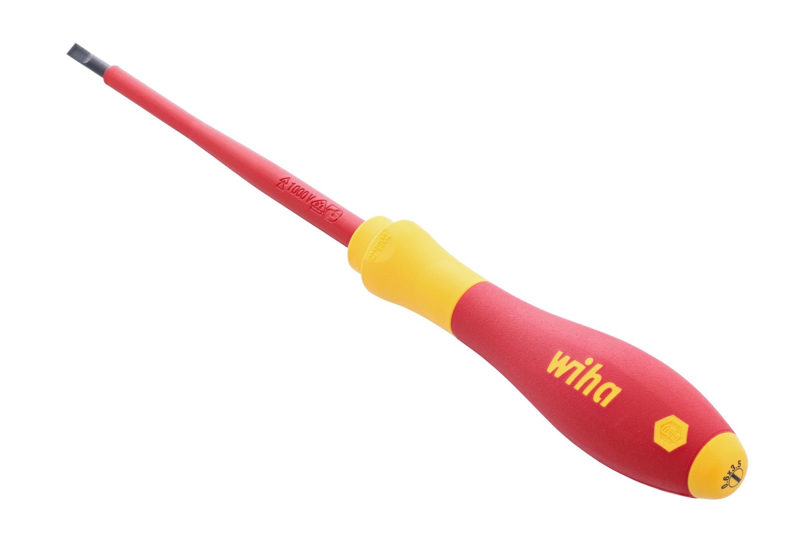 Wiha 32015 Insulated SoftFinish Slotted Screwdriver 3.5mm x full size, Red