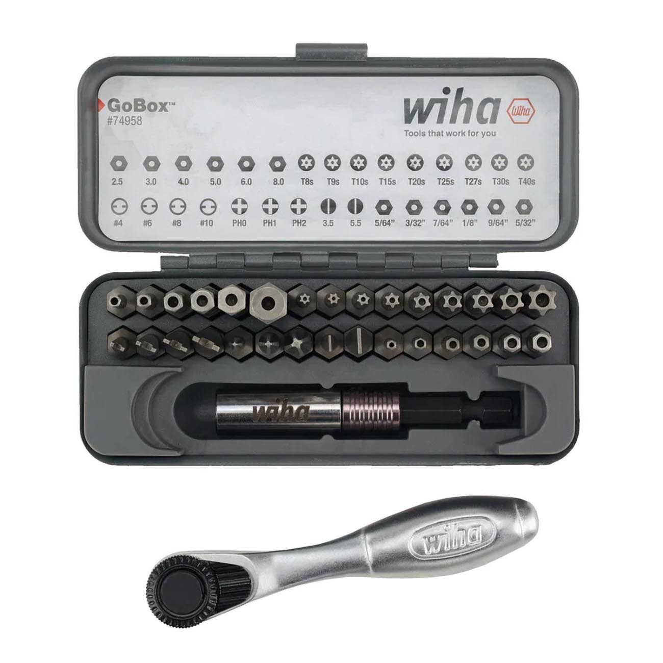Wiha GoBox Security Bit Set with Mini Ratchet (32-Piece)