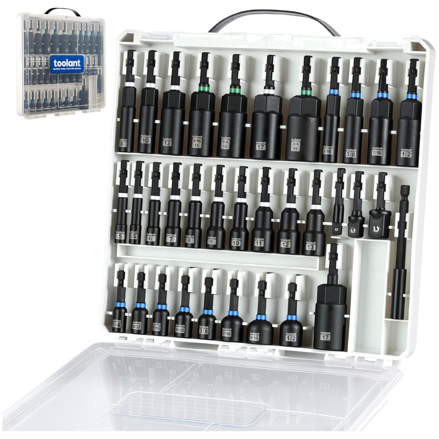 34pc Impact Driver Bit Set, Nut Drivers, Socket Adapters