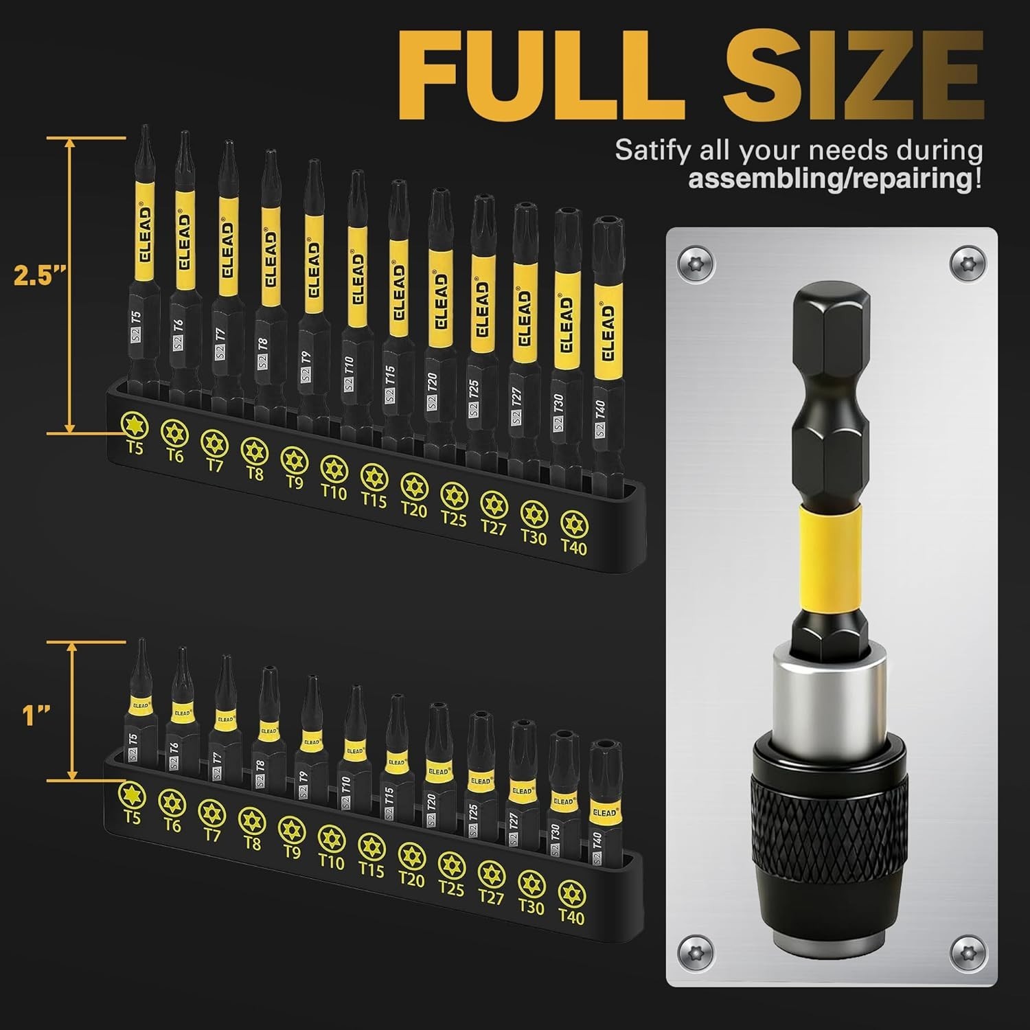 Versatile 25-Piece Torx Bits Set with Magnetic Extension for Home Improvement