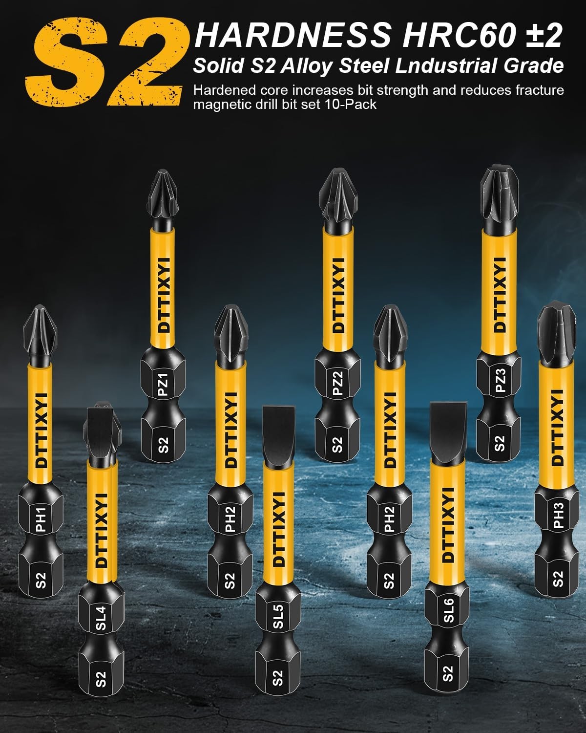 10 PCS Magnetic Screwdriver Bits Set 2 in – Phillips Bits #1#2#3 & Slotted Head