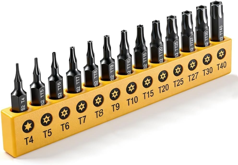 Durable 1-Inch S2 Steel Torx Security Bit Set – 13 Pieces for Electronics & Auto