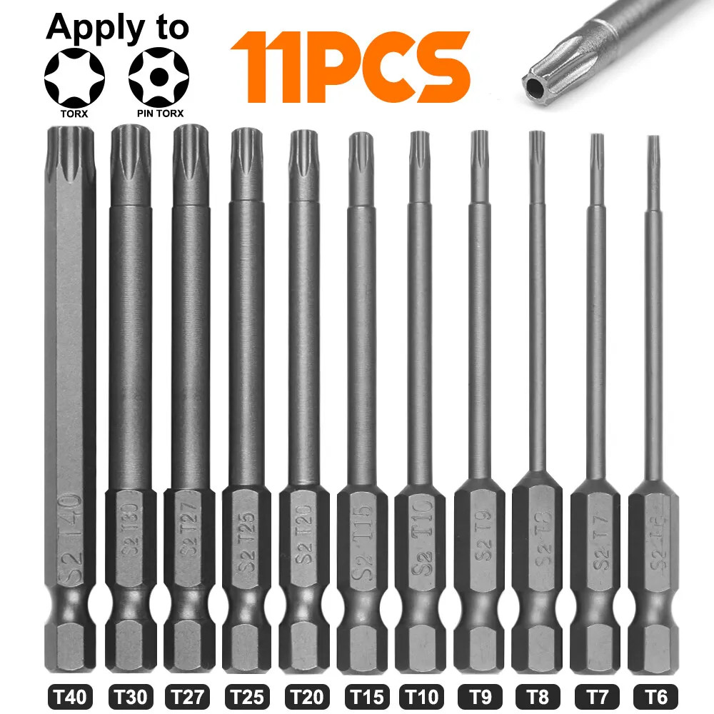 11pc T6-T40 Magnetic Head Torx Screwdriver Bit Set Security Tamper Proof Star