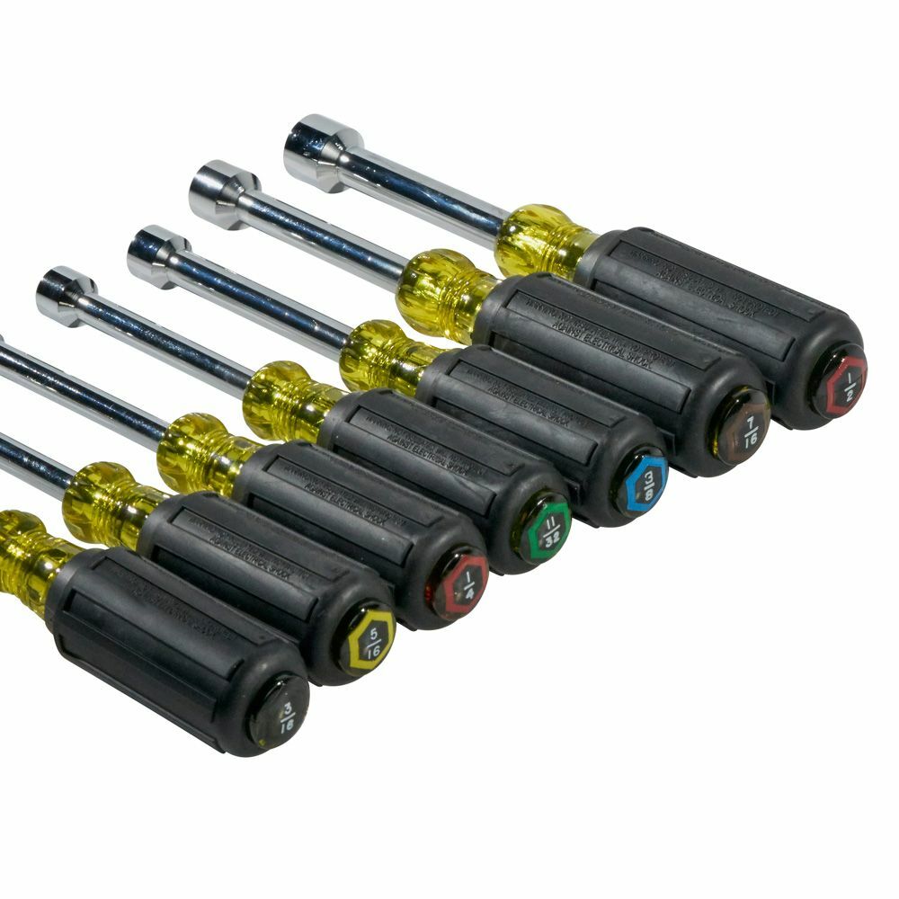 Klein Tools 631 Nut Driver Set, 3-Inch Shafts, Cushion Grip, 7-Piece