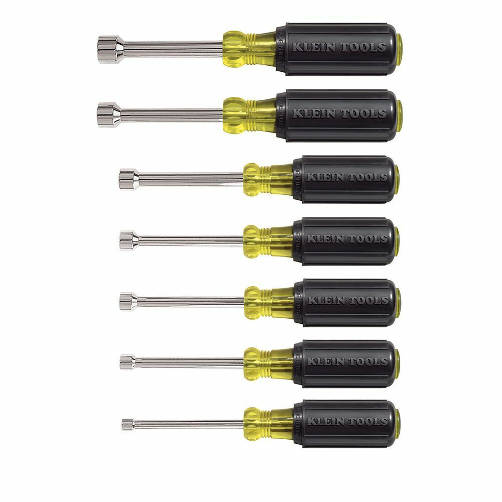 Klein Tools 631 Nut Driver Set, 3-Inch Shafts, Cushion Grip, 7-Piece