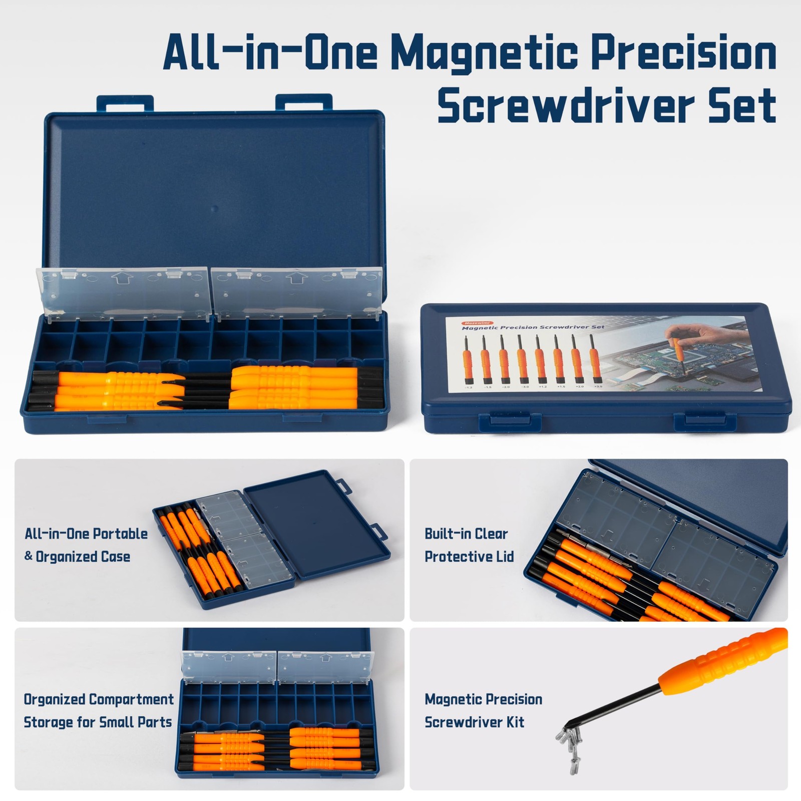 Precision Screwdriver Set with Magnetic Tips, 8-in-1 Multi-Function Blue