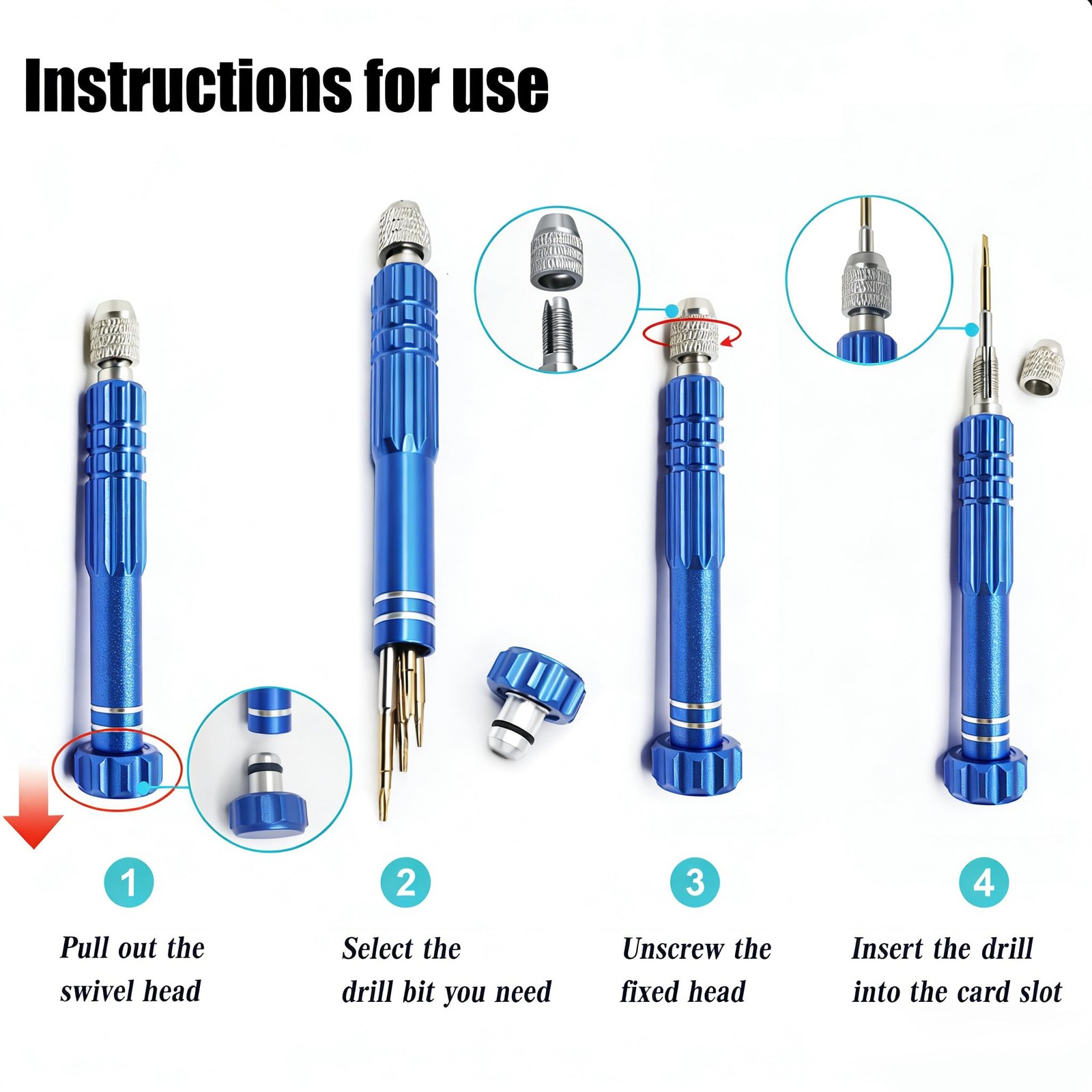 5-in-1 Multifunctional Small Screwdriver, PTSLKHN S2 Steel Magnetic Blue 5in1