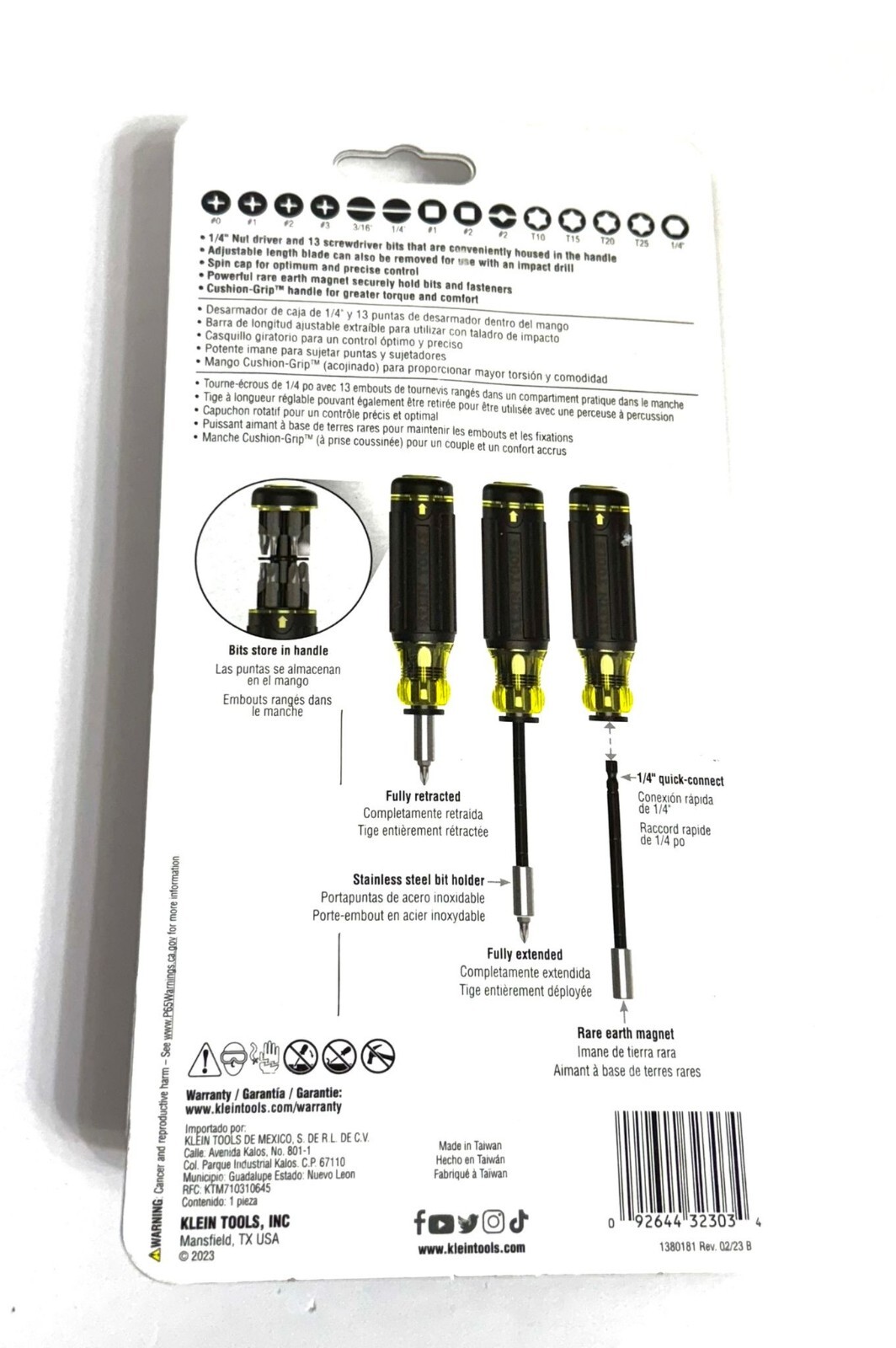 Klein Tool 14-in-1 Magnetic Multi-Bit Adjustable Length Screwdriver 32303