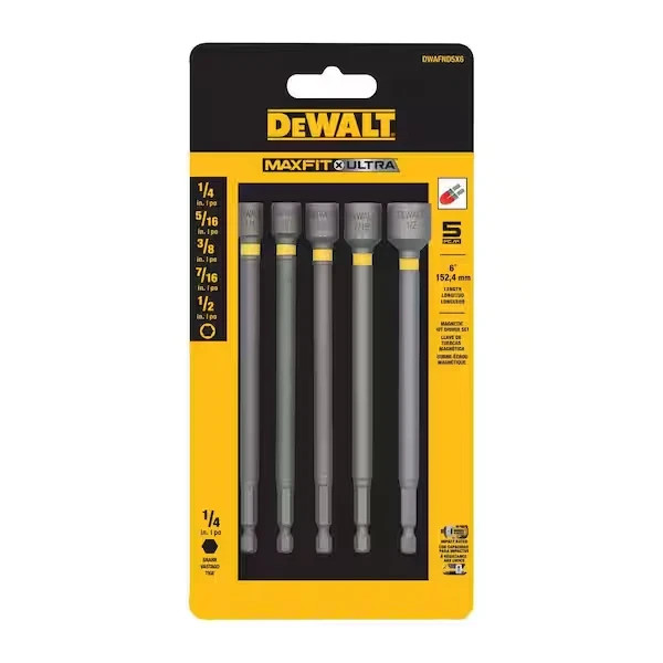 DEWALT MAXFIT 6-in MAGNETIC NUT DRIVER SET 5-piece: 1/4” 5/16” 3/8” 7/16″-1/2″
