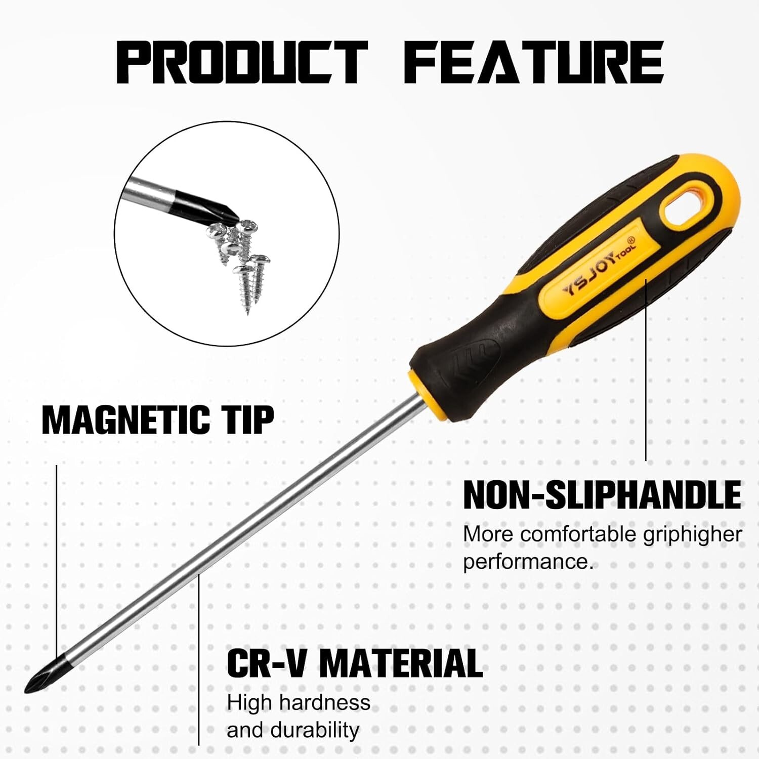 14-Piece Magnetic Screwdriver Set, 5 Phillips and 5 Flat Tips with 4 Pick & Hook