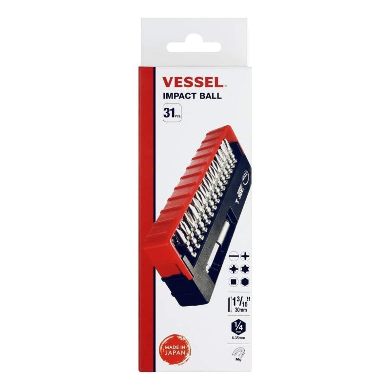 Vessel Tools IB31P02U IMPACT BALL Torsion Bit Set in SLIDE Case, 31 Pc