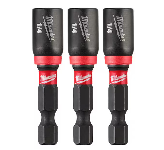 Milwaukee SHOCKWAVE Impact Duty 1/4″ Insert Magnetic Nut Driver – Pack of 3