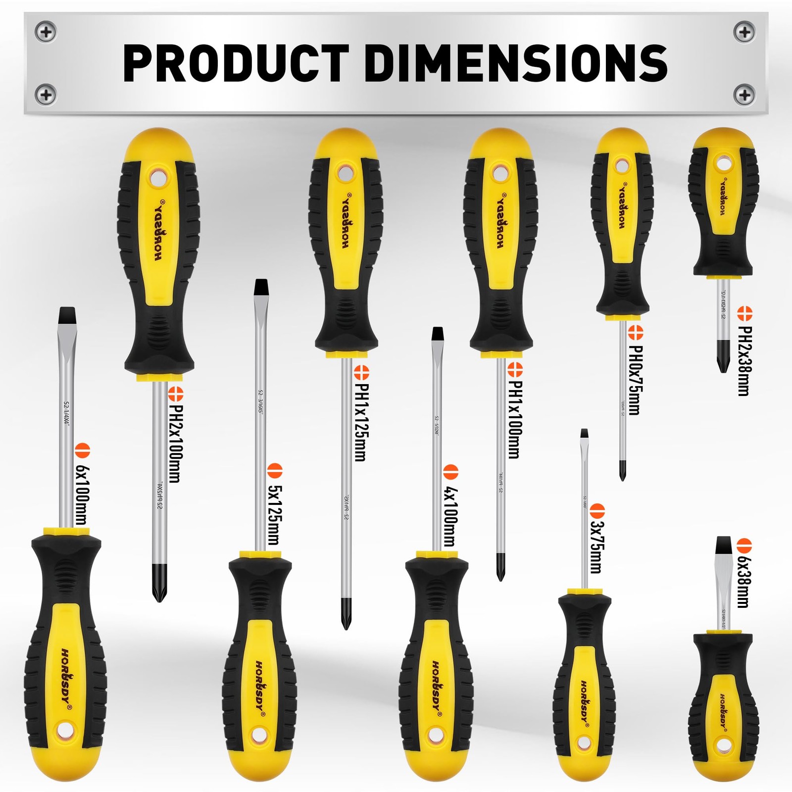 HORUSDY 11-piece Magnetic Screwdriver Set with Case, 5 Phillips & 5 Yellow