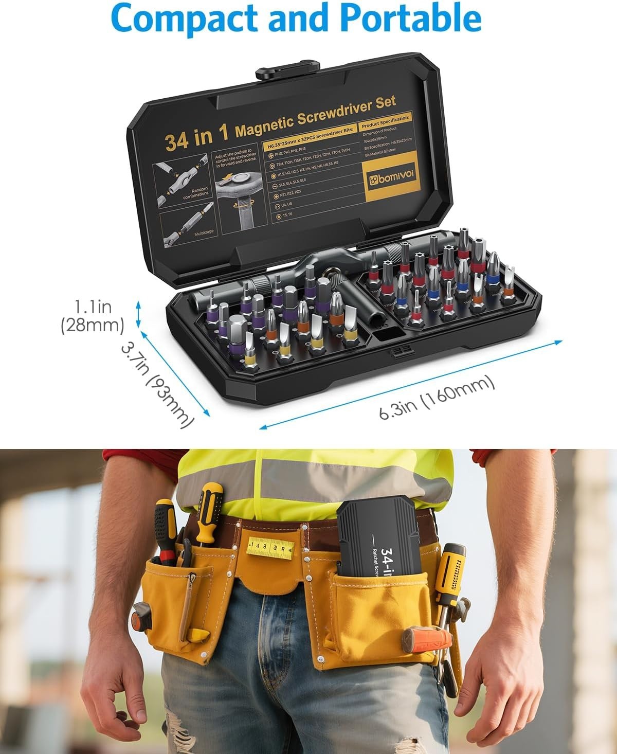 DIY Ratchet Screwdriver Set, Upgraded 34 in 1 Magnetic Screwdriver Set for Ch…