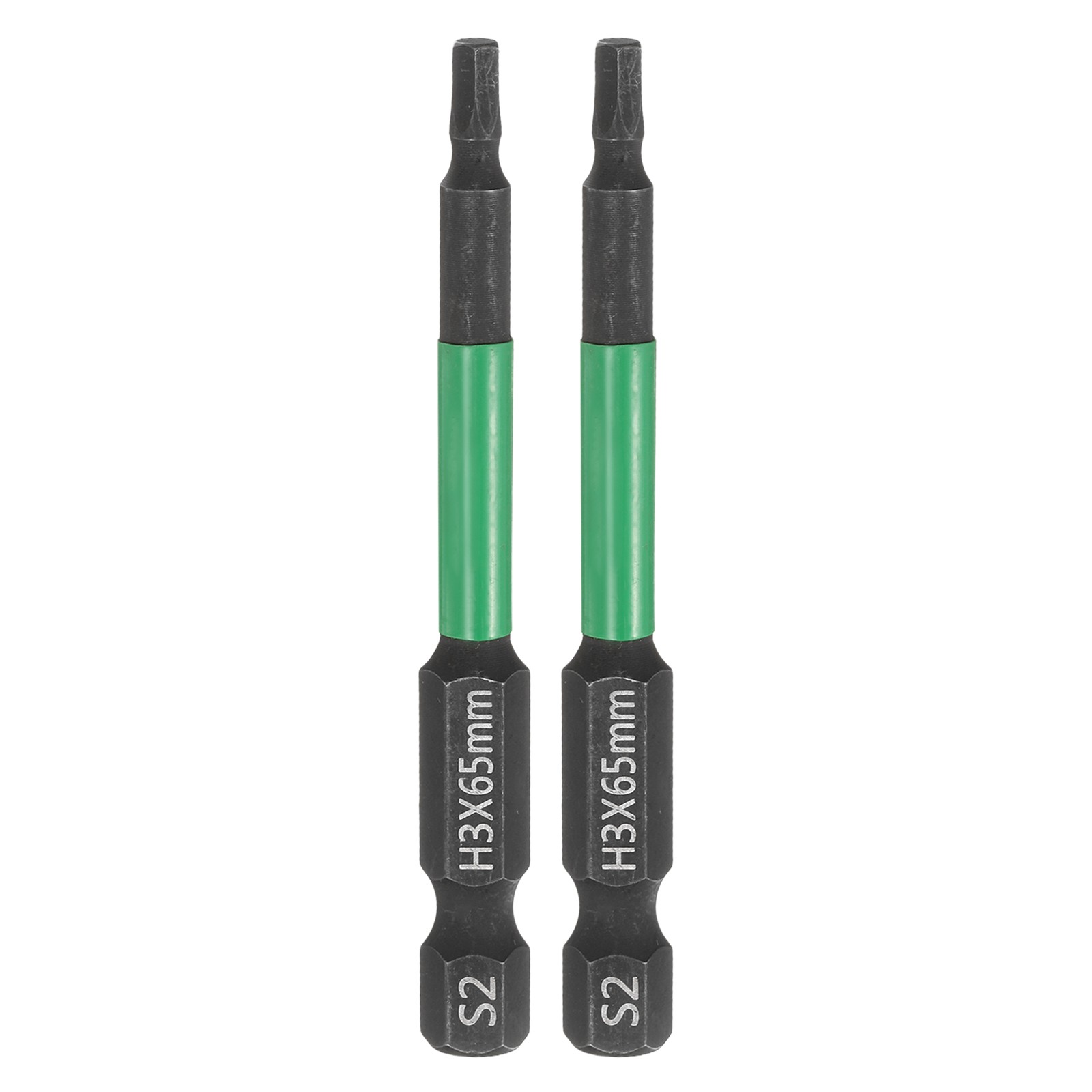 2Pcs, H3 Flat Hex Screwdriver Bit 3mm Tip 1/4″ Shank 2.6″ Long Black Phosphate