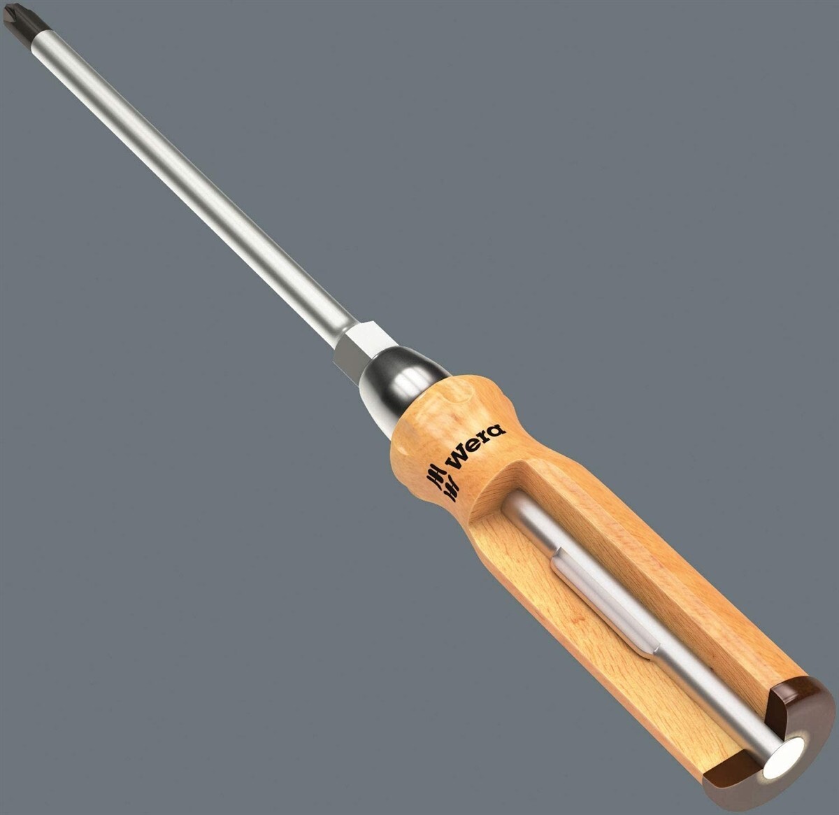 Wera 05018035001 -Wooden Handle Slotted Screwdriver w/Hex-bolster 2.0X12.0X200mm