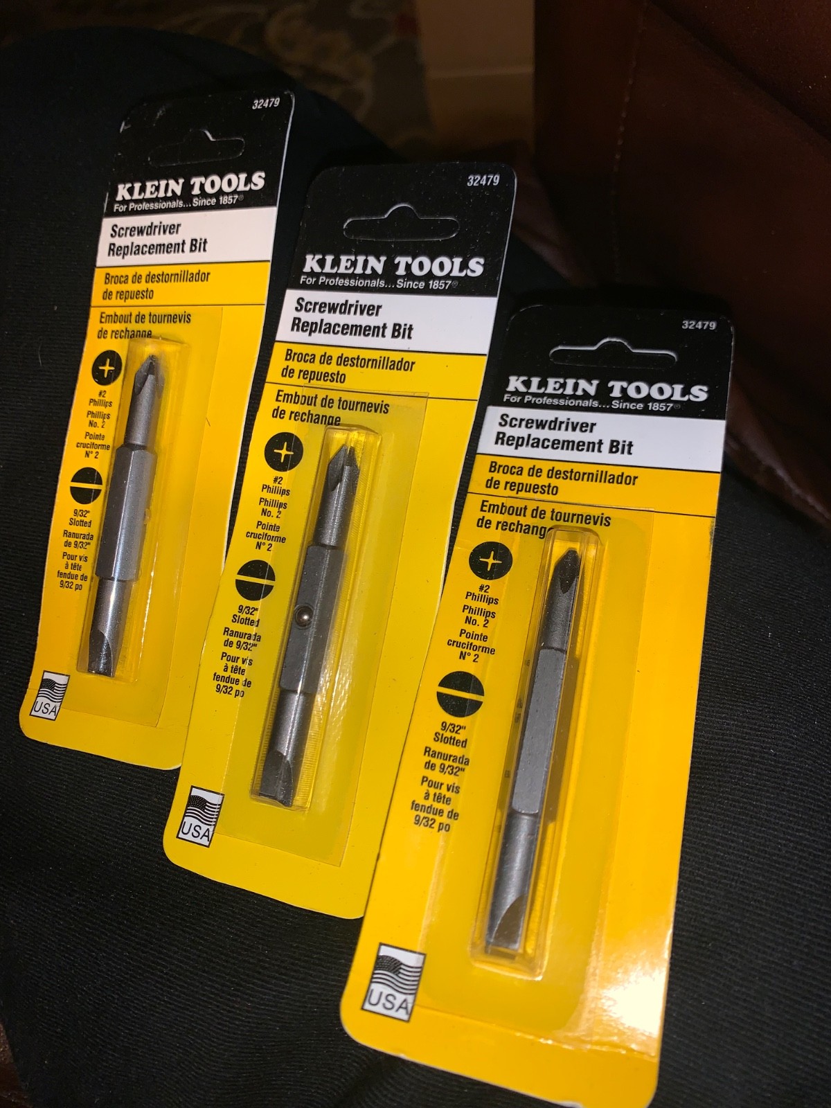 3 Packs of Klein Tools 32479 4 in 1 & 5 in 1 bits 9/32 slotted & #2 Phillips