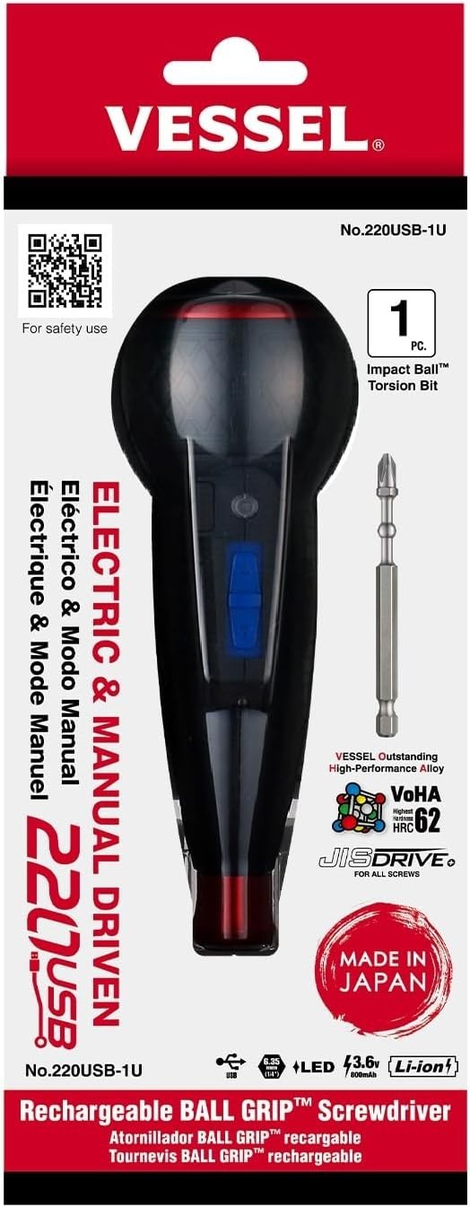 Official e-ASSIST High-Torque Battery-Powered Screwdriver with LED – No.220USB1U
