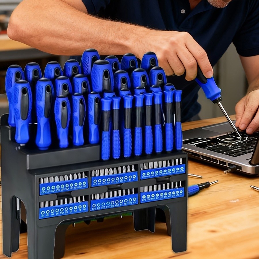 100-piece insulated magnetic screwdriver tool set with plastic stand, suitable f