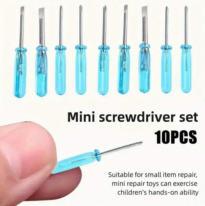 10pcs Mini Precision Screwdriver Set – 2mm Cross & Flat Head Repair Tools