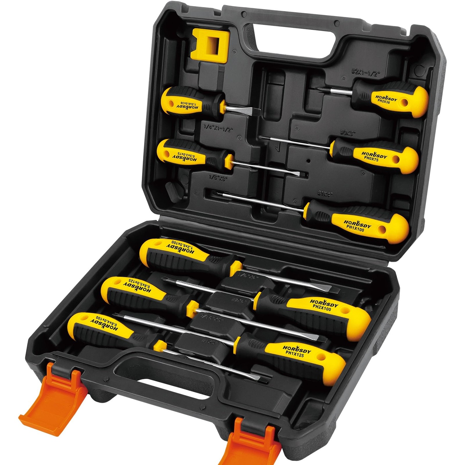 HORUSDY 11-piece Magnetic Screwdriver Set with Case, 5 Phillips & 5 Yellow