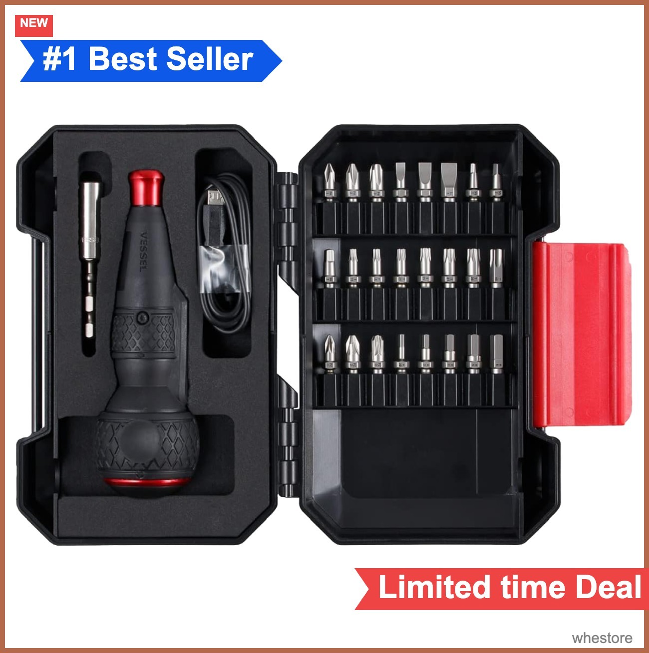 Electric Screwdriver 3.6V 800mAh Rechargeable 25 Piece Bit Set LED Light Case