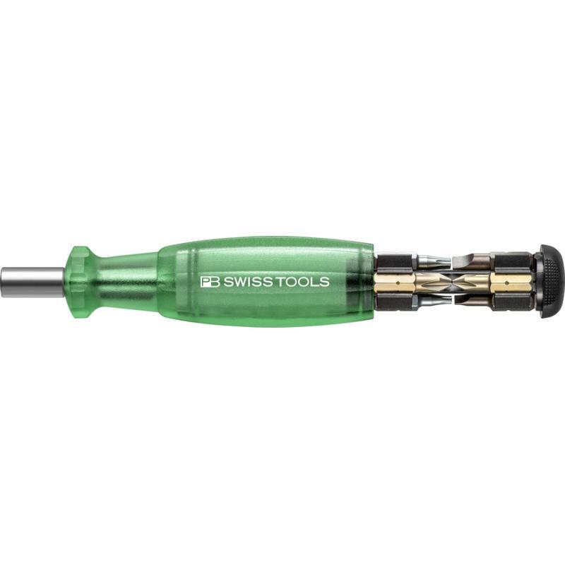 PB Swiss PB 6464.Green Bit Holding Screwdriver with Magazine, Sl, Ph, Tx, 9 Pcs