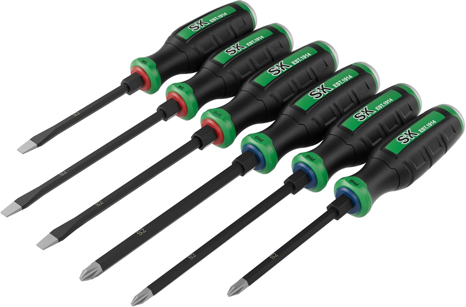 6-Piece Heavy Duty Screwdriver Set, Demolition Driver, Slotted and Phillips, S2