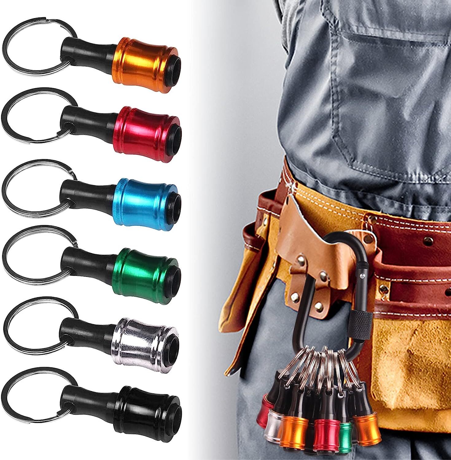 12PCS Keychain Screwdriver Drill Bit 1/4″ Hex Shank Quick Release Holder Bit Set