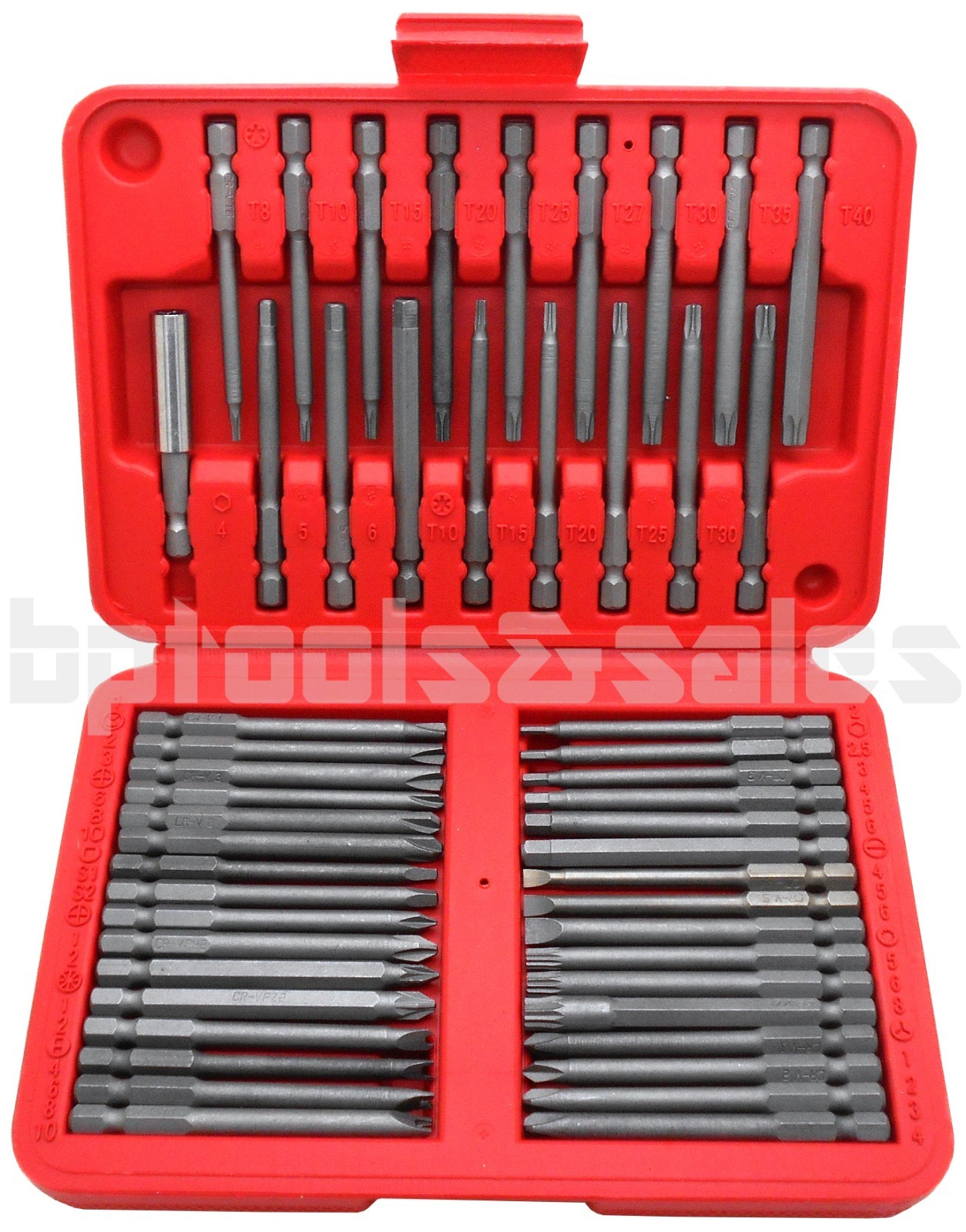 50pc Extra Long Security Bit Set Tamper Proof Torx Tri-Wing Pozi Spline Hex Torq