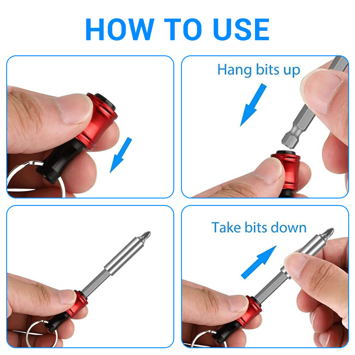 7Pcs 1/4″ Screwdriver Drill Bit Holder Bits Set Hex Shank Quick Release Keychain