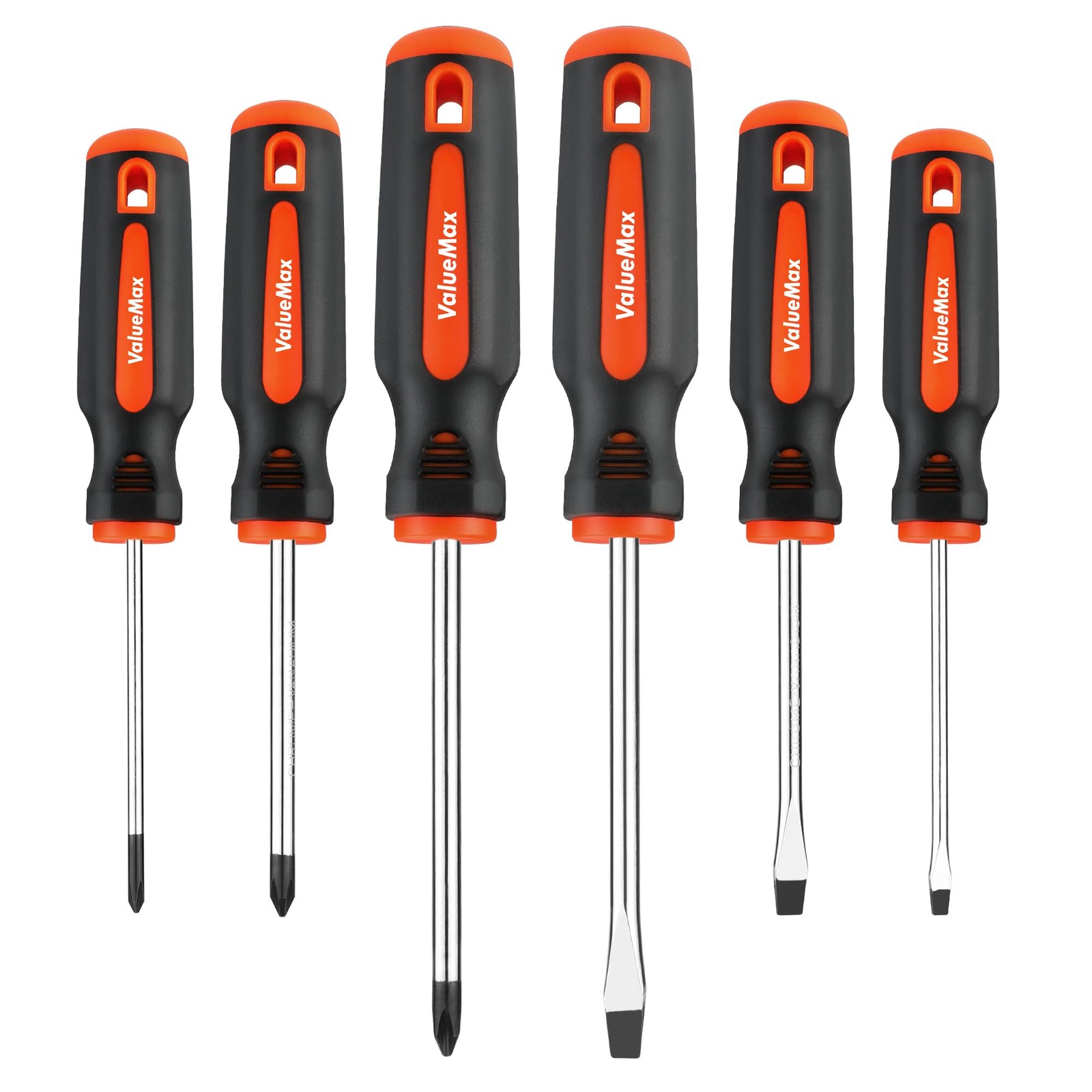 6-Piece Magnetic Screwdriver Set, 3 Phillips and 3 Flat Tip Screwdrivers, Non…