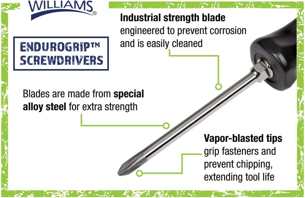 Williams 19 Piece Screwdriver Set With Comfort Grip And Vapor Blasted Tips