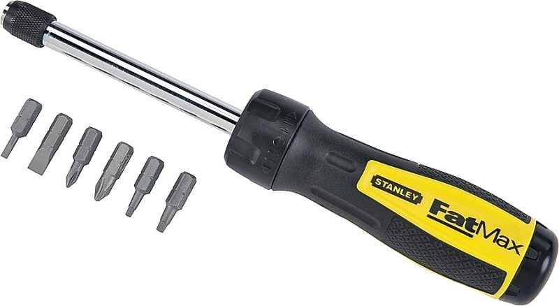 Stanley 69-189 Ratcheting Screwdriver, 6-in-1 Drive, 8-3/4 in OAL, Rubber Handle