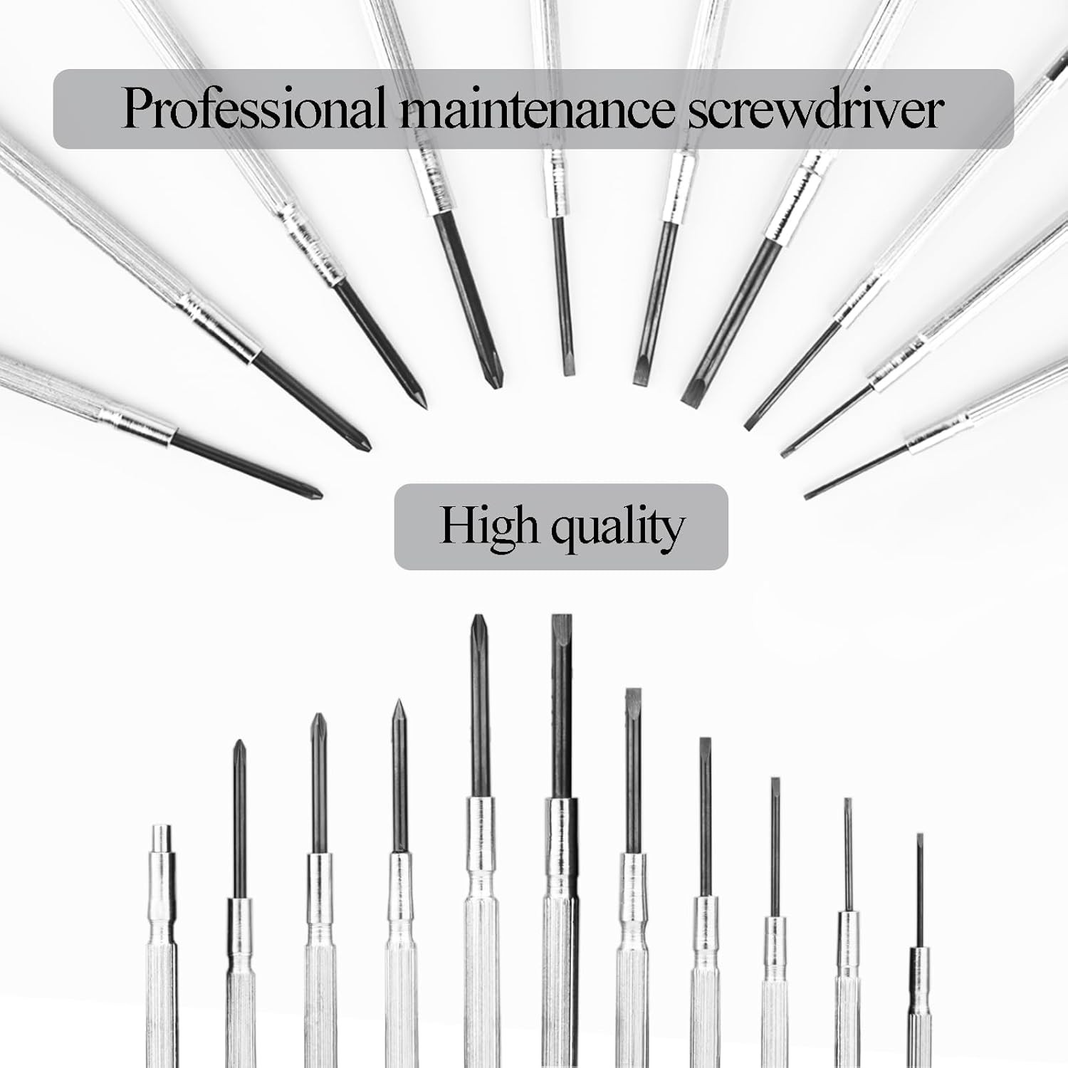 11PCS Small Precision Screwdriver Set, Premium Mini Small, Silver and Black