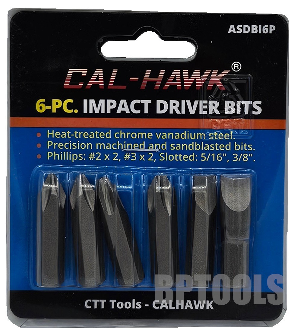 6pc Impact Driver Bits Precision Screwdriver Set Phillips & Slotted CR-V Steel